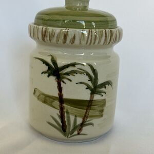 Mulberry Home Collection TROPIC TROPICAL PALM Lidded Rubber Seal 6.5" Canister